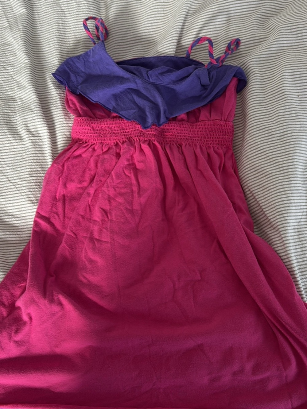 Girls' Pink and Purple Summer Dress - Sleeveless Ruffle Top